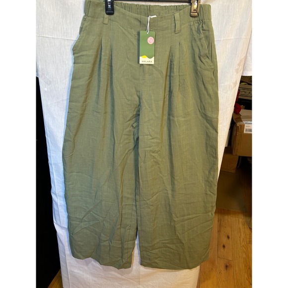 Halara Wide Leg Culotte Pants Olive Green Women's XL Polyester Blend Cropped - Picture 4 of 6